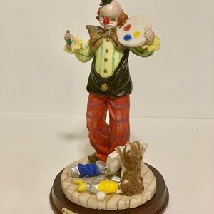 The Mirella Collection Clown Figurine Ceramic Circus 10” Vintage Artist W/Cat
